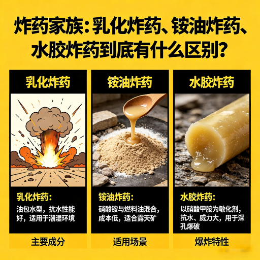 东宝炸药家族：乳化炸药、铵油炸药、水胶炸药到底有什么区别？